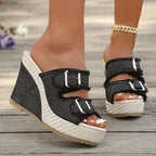 Ada | Denim Wedge Sandals