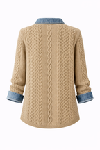 Mila | Cable Knit Denim Cardigan