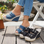 Ada | Denim Wedge Sandals