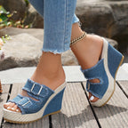 Ada | Denim Wedge Sandals