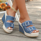 Ada | Denim Wedge Sandals