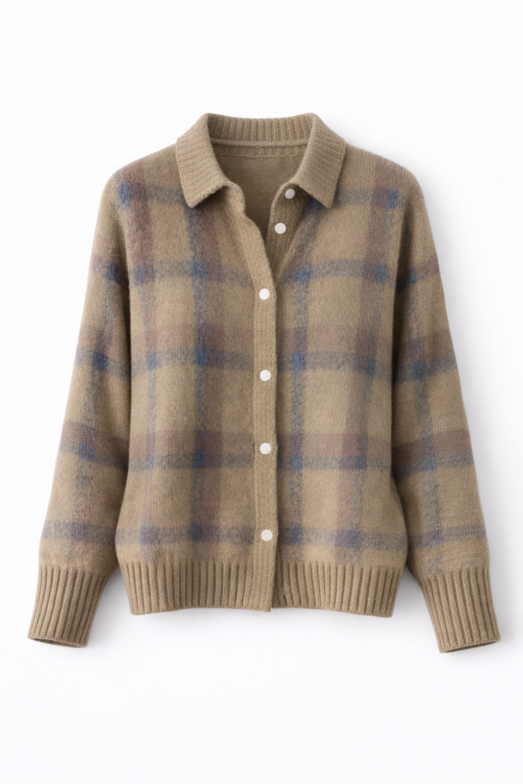 Avery | Plaid Knit Button-Up Cardigan