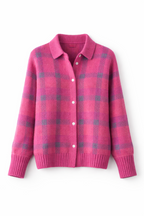 Avery | Plaid Knit Button-Up Cardigan