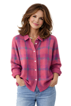 Avery | Plaid Knit Button-Up Cardigan