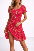 Luna | Floral Short Sleeve Midi Dress