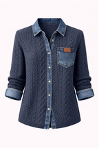 Mila | Cable Knit Denim Cardigan